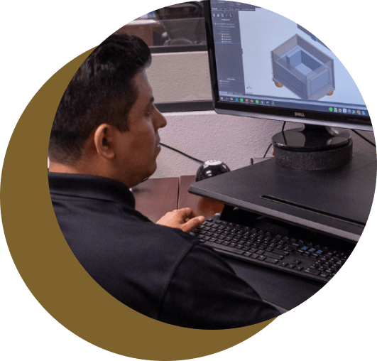 Larson Packaging Company designer designing a custom foam insert for packaging