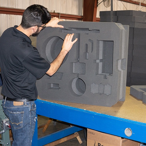 LPC designers can help you to calculate specific type, density, thickness and overall amount of foam should be calculated by an experienced packaging designer