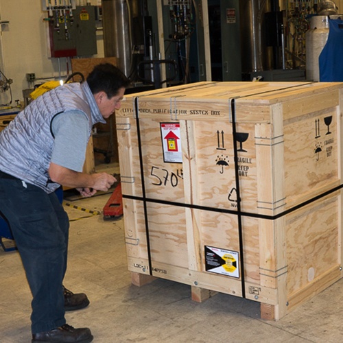 Final inspection of custom crate before it leaves LPC