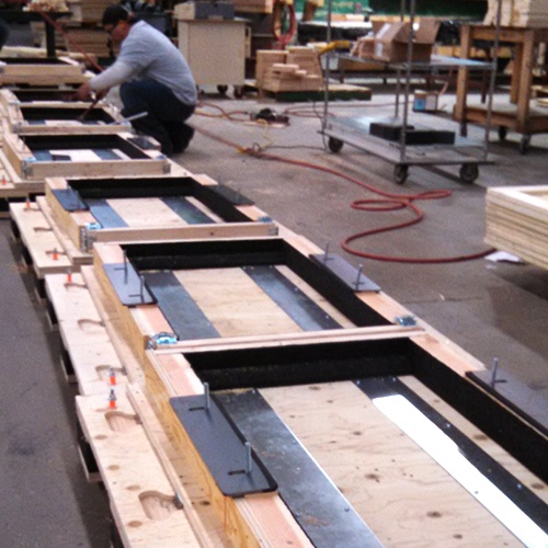 Custom industrial crates under assembly at the LPC factory
