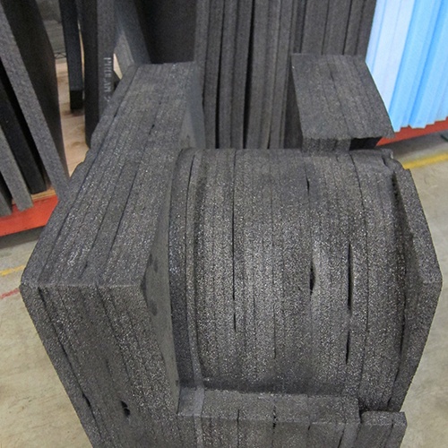 Manufactured foam inserts ready for insertion into the outer packaging