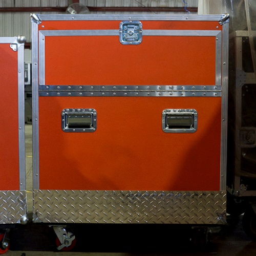 ATA case by Larson Packaging Company in orange ABS laminate