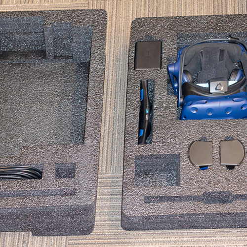 This foam cushioning solution allows parts to be individually securely stored in the packaging box.