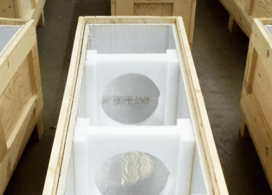 Custom wood crate with foam insert to ship defense and aerospace components